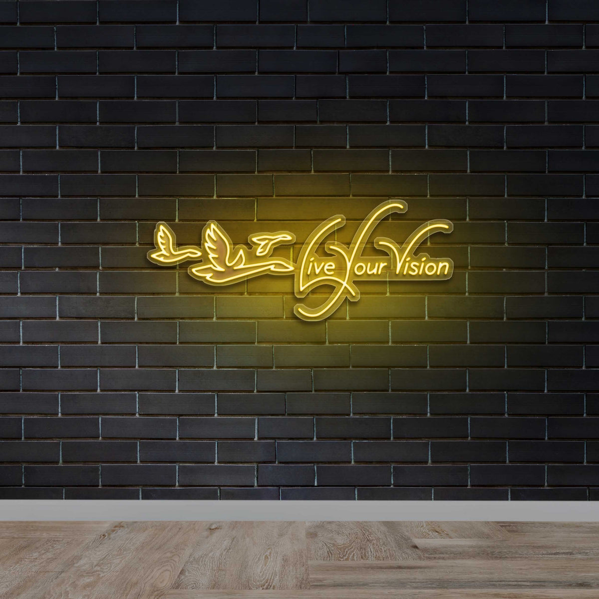 Live Your Vision with Flying Geese - Premium Neon Artwork