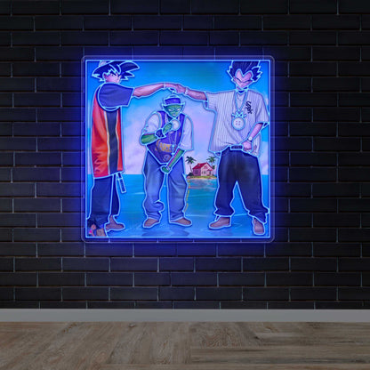 Anime Trio Street Style – Premium Neon Artwork