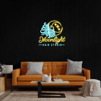 Moonlight Hair Studio - Premium Neon Artwork