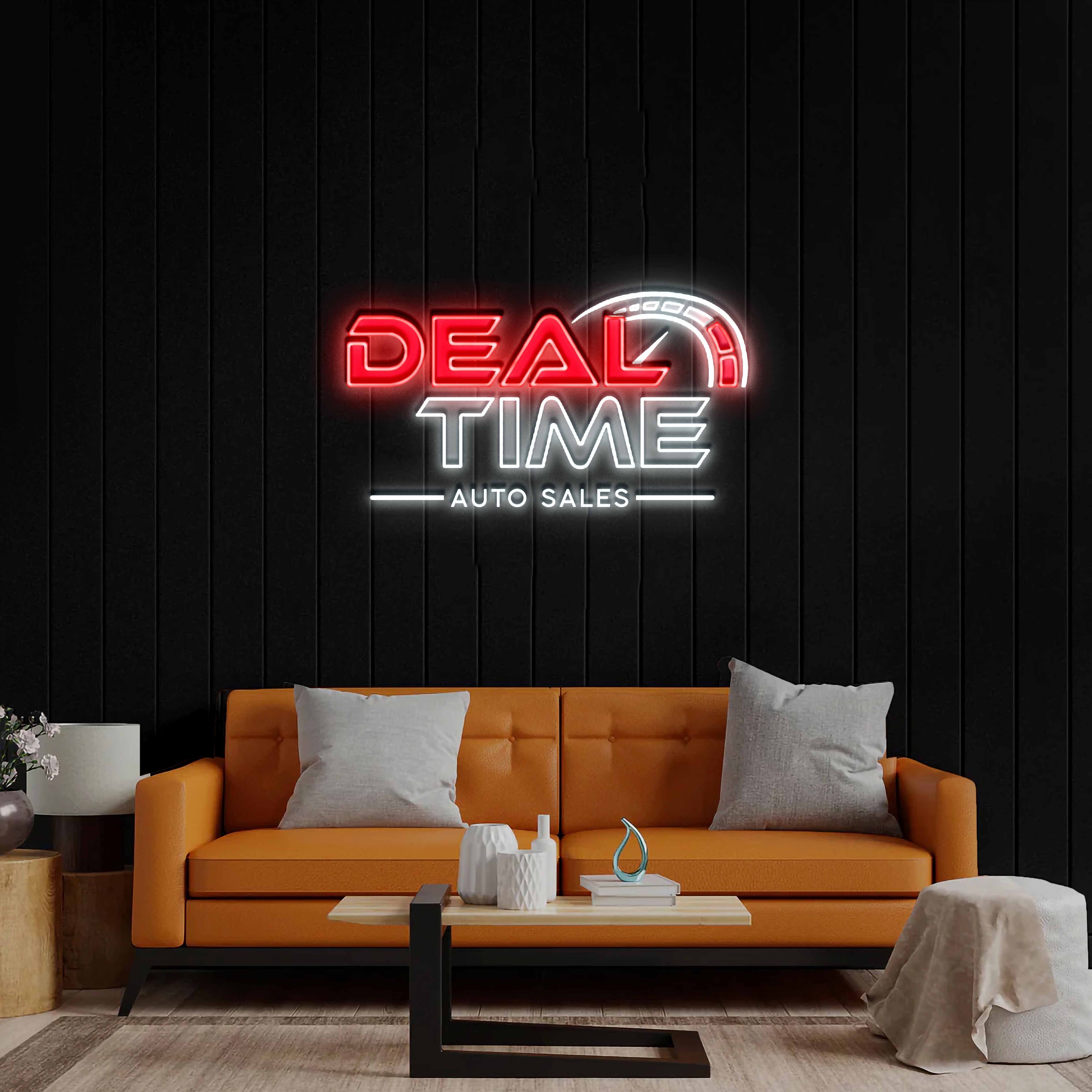 Deal Time Auto Sales - Premium Neon Artwork