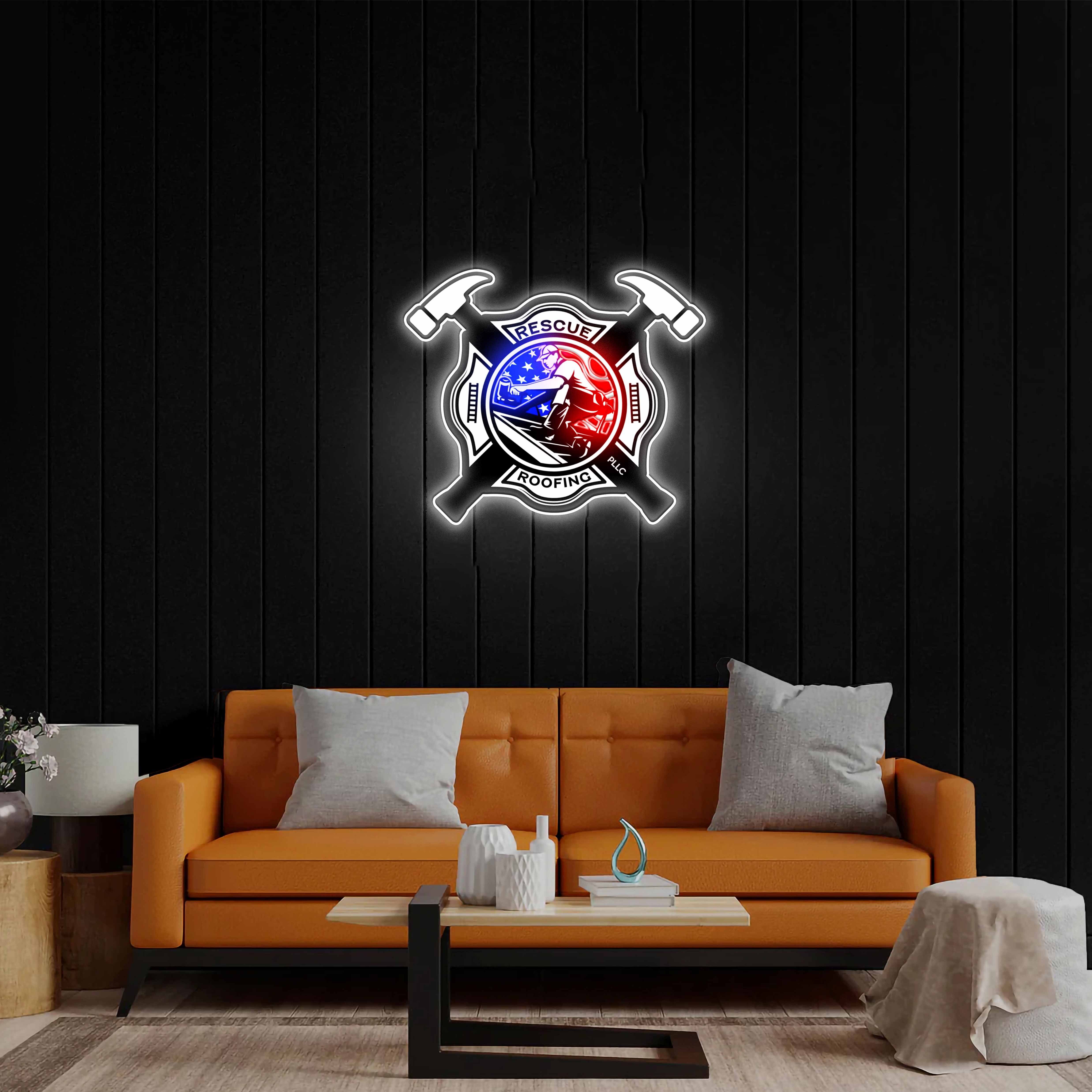 Rescue Roofing - Premium Neon Artwork
