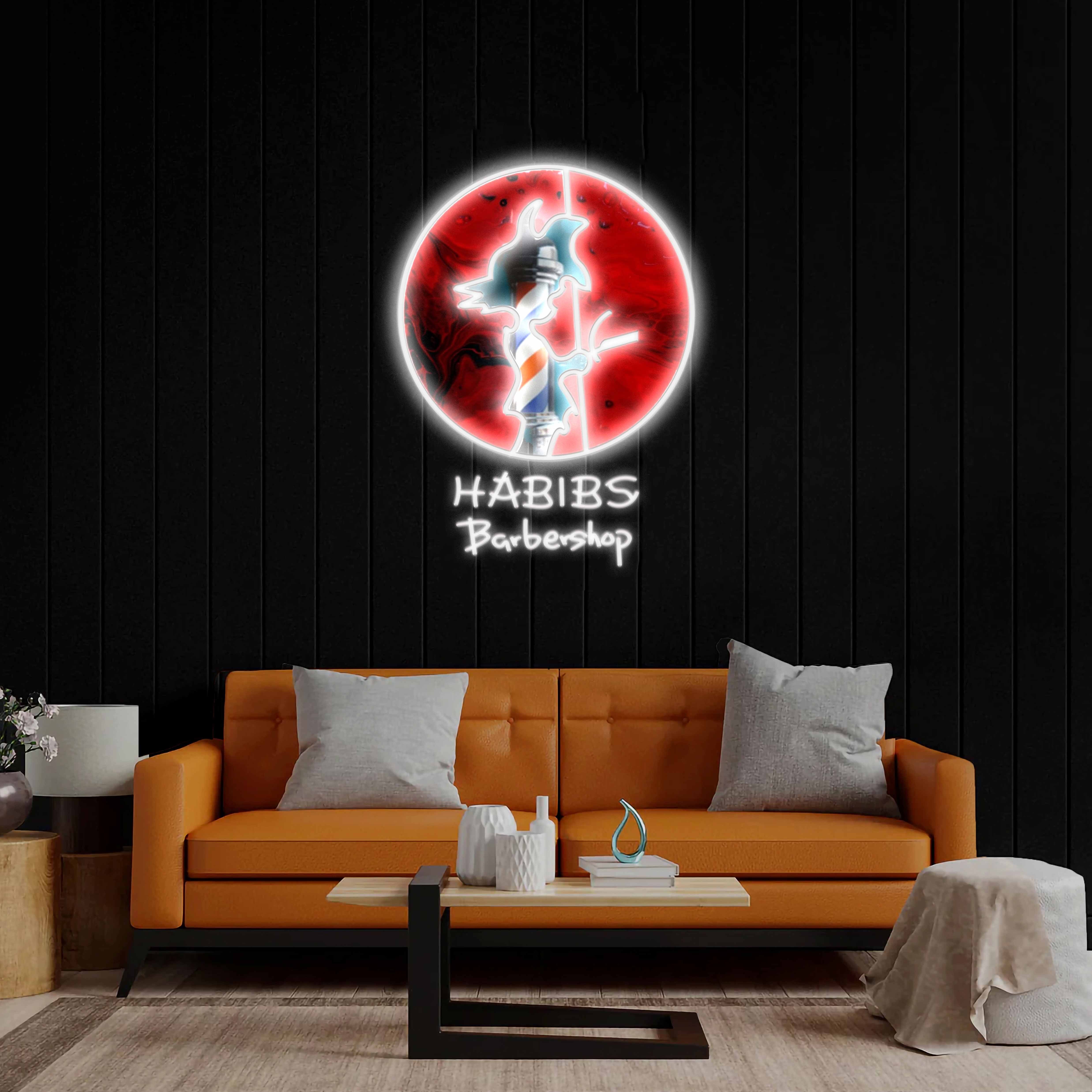 Habibs Barbershop - Premium Neon Artwork
