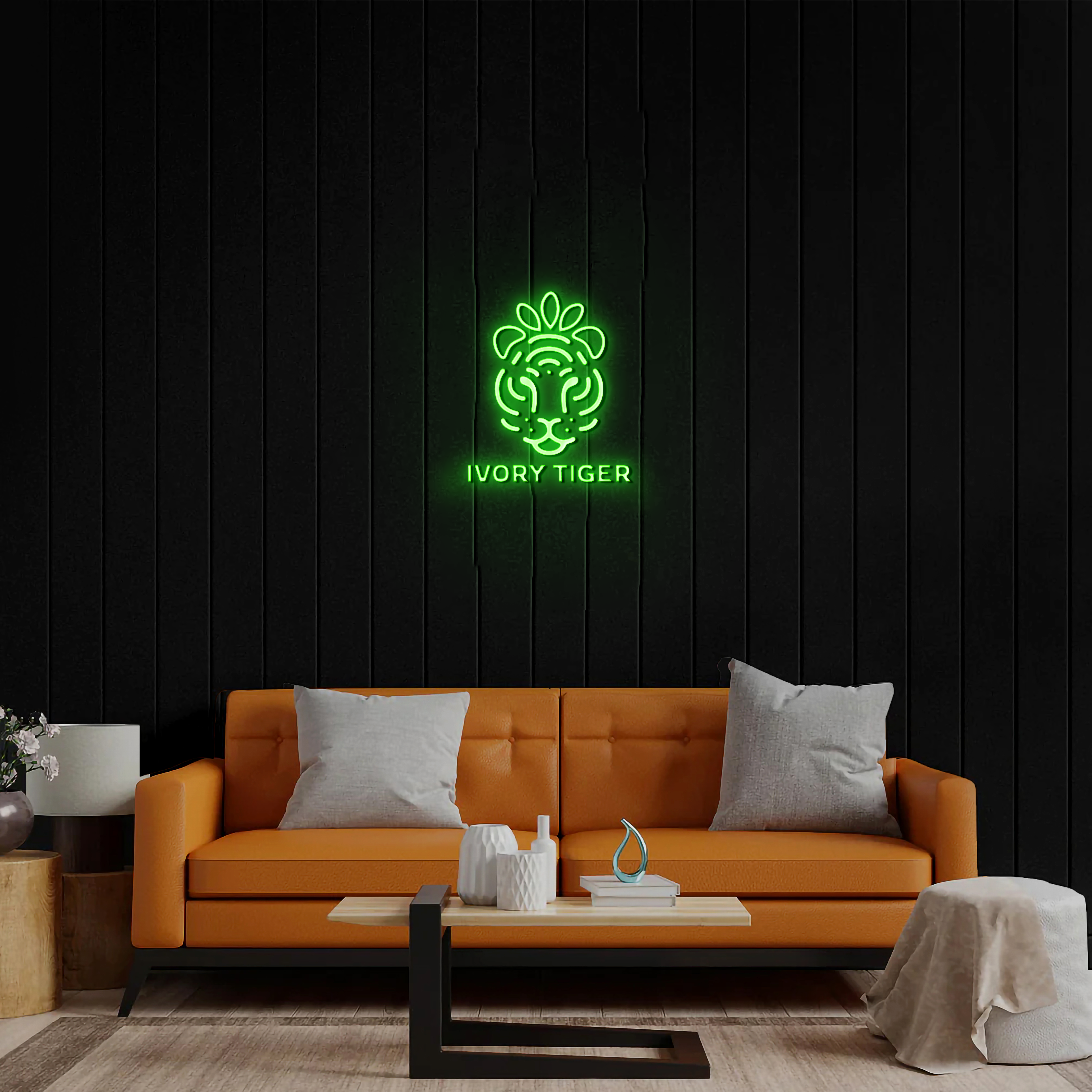 Ivory Tiger - Premium Neon Artwork