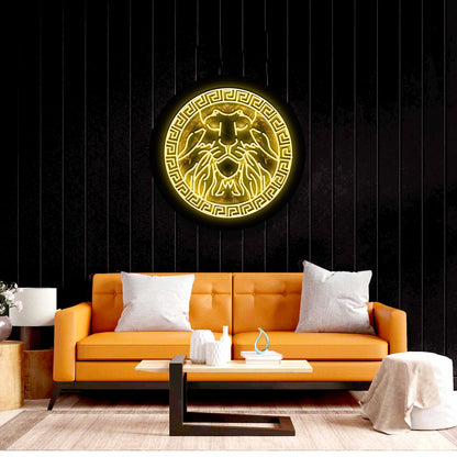 Gold Lion Logo - Premium Neon Artwork