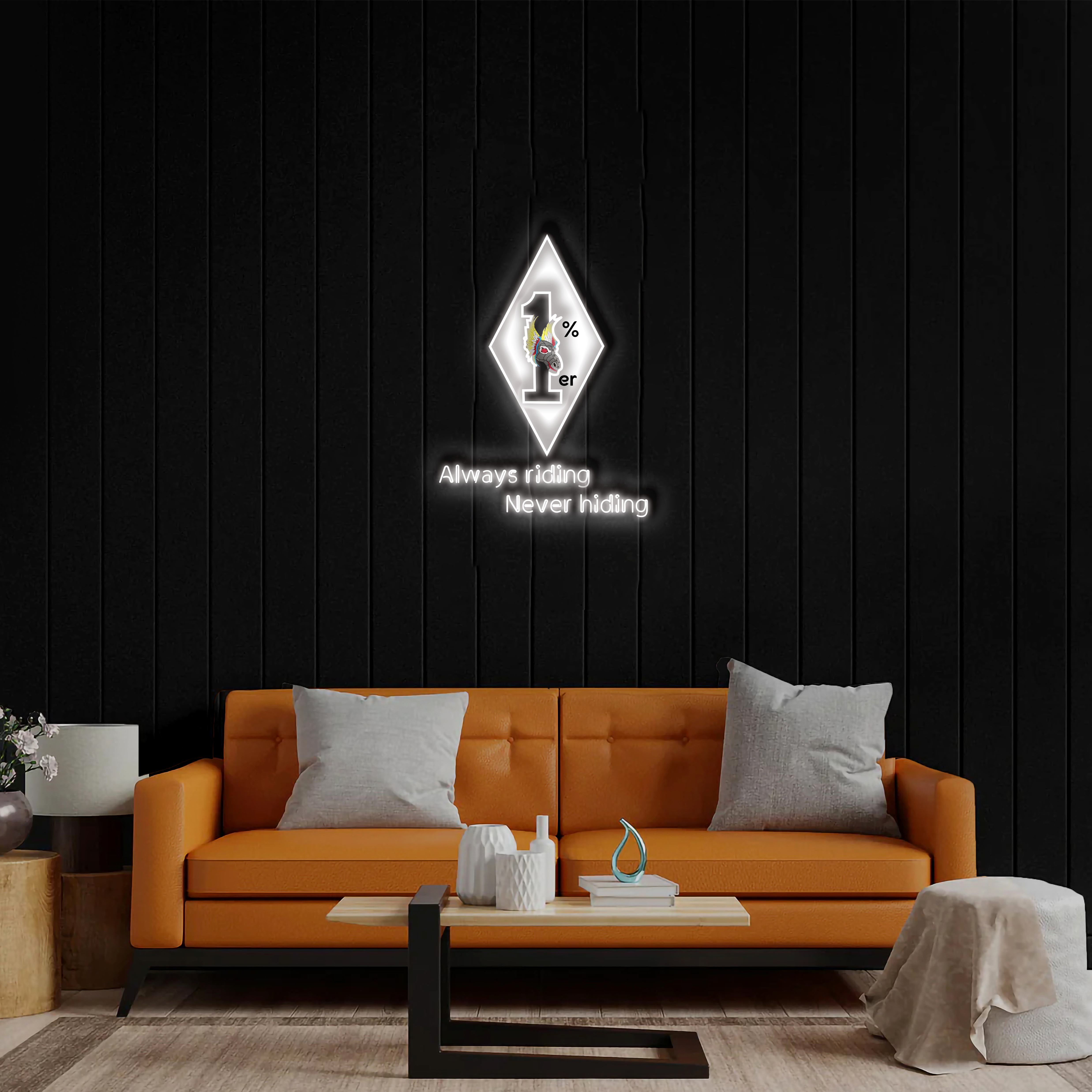 Always Riding Never Hiding - Premium Neon Artwork