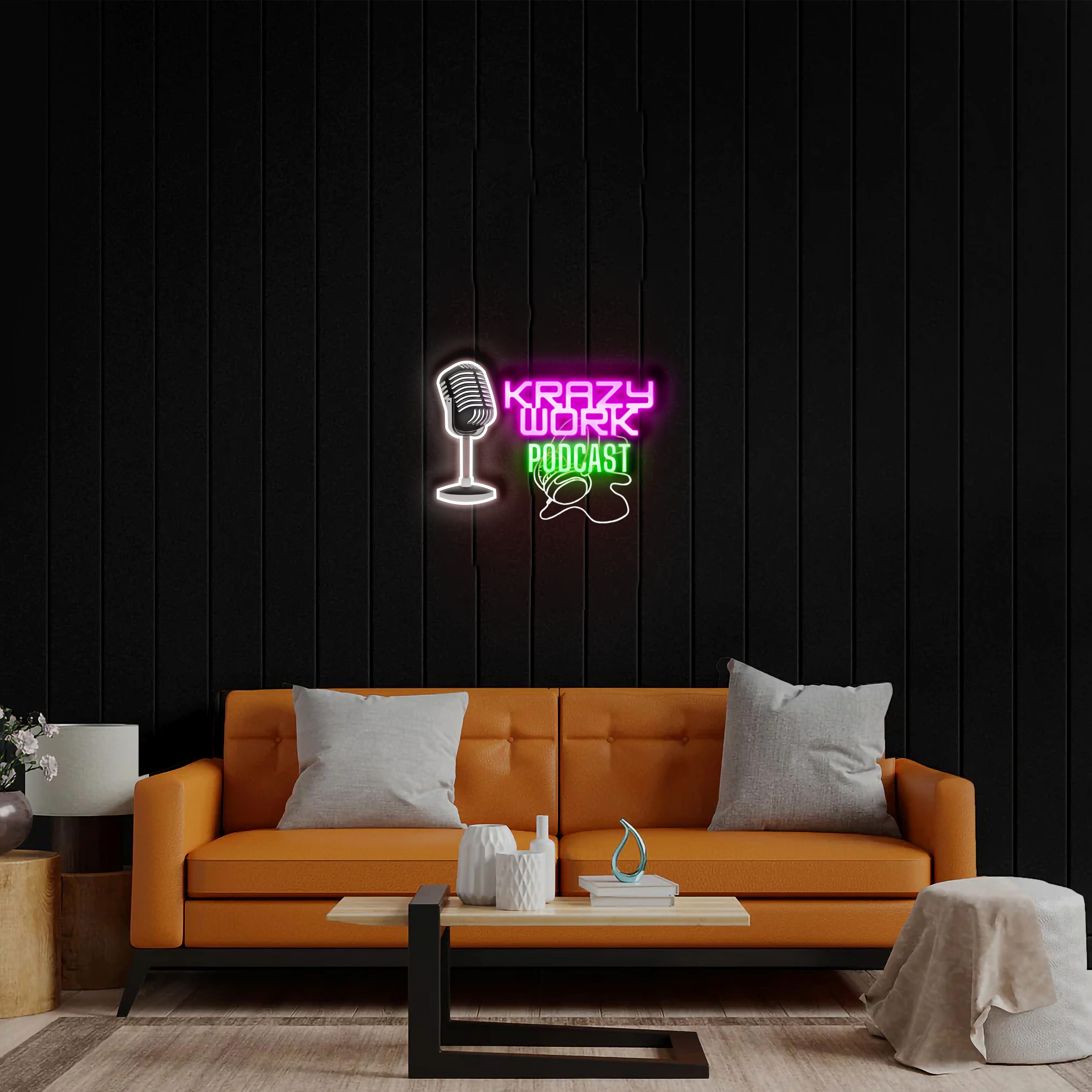 Krazy Work Podcast - Premium Neon Artwork