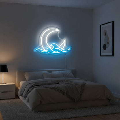 Celestial Moon Wave Home Decor LED Neon Sign