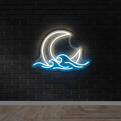 Celestial Moon Wave Home Decor LED Neon Sign