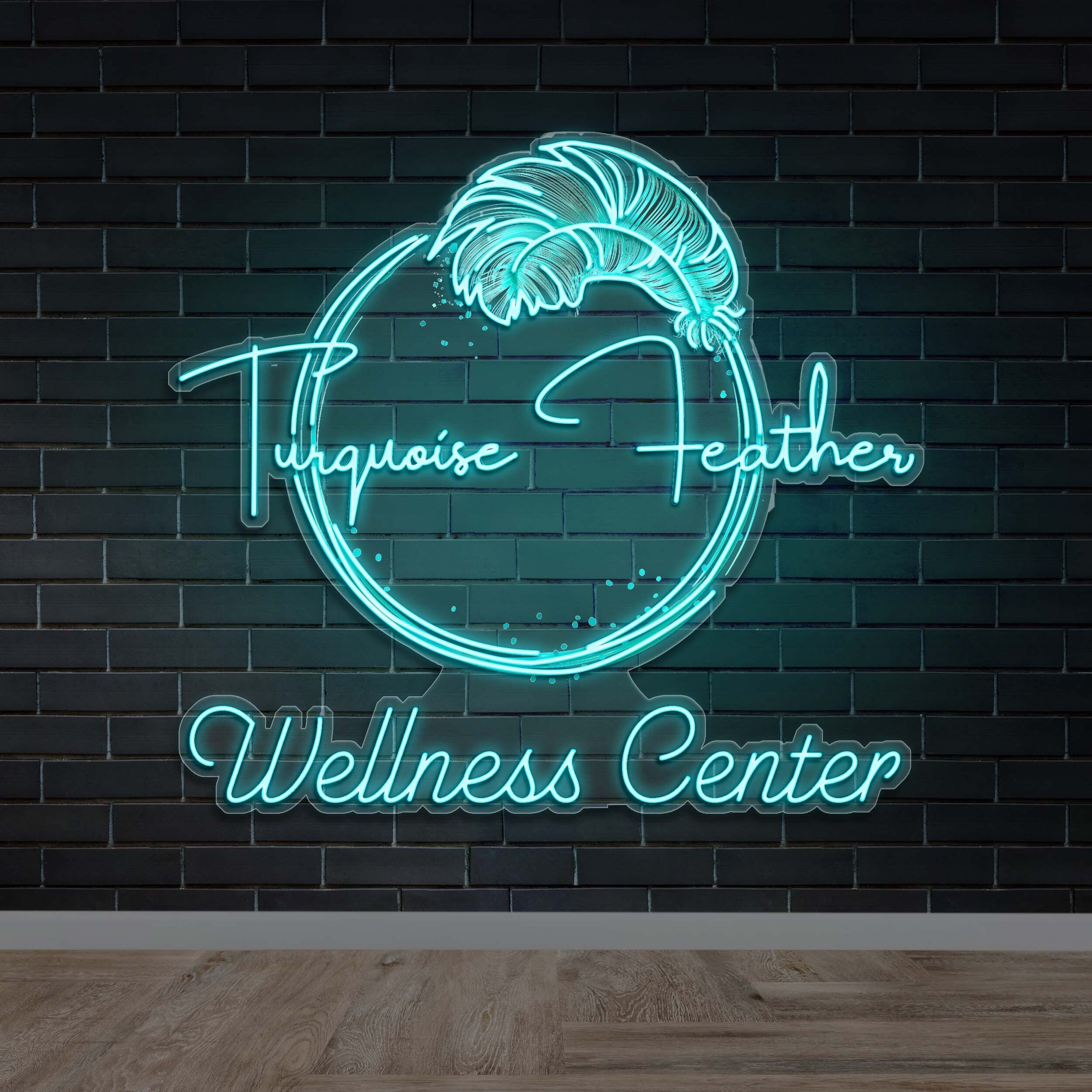 Turquoise Feather Wellness Center - Premium Neon Artwork