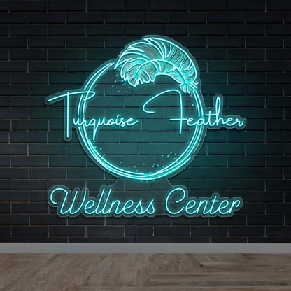 Turquoise Feather Wellness Center - Premium Neon Artwork