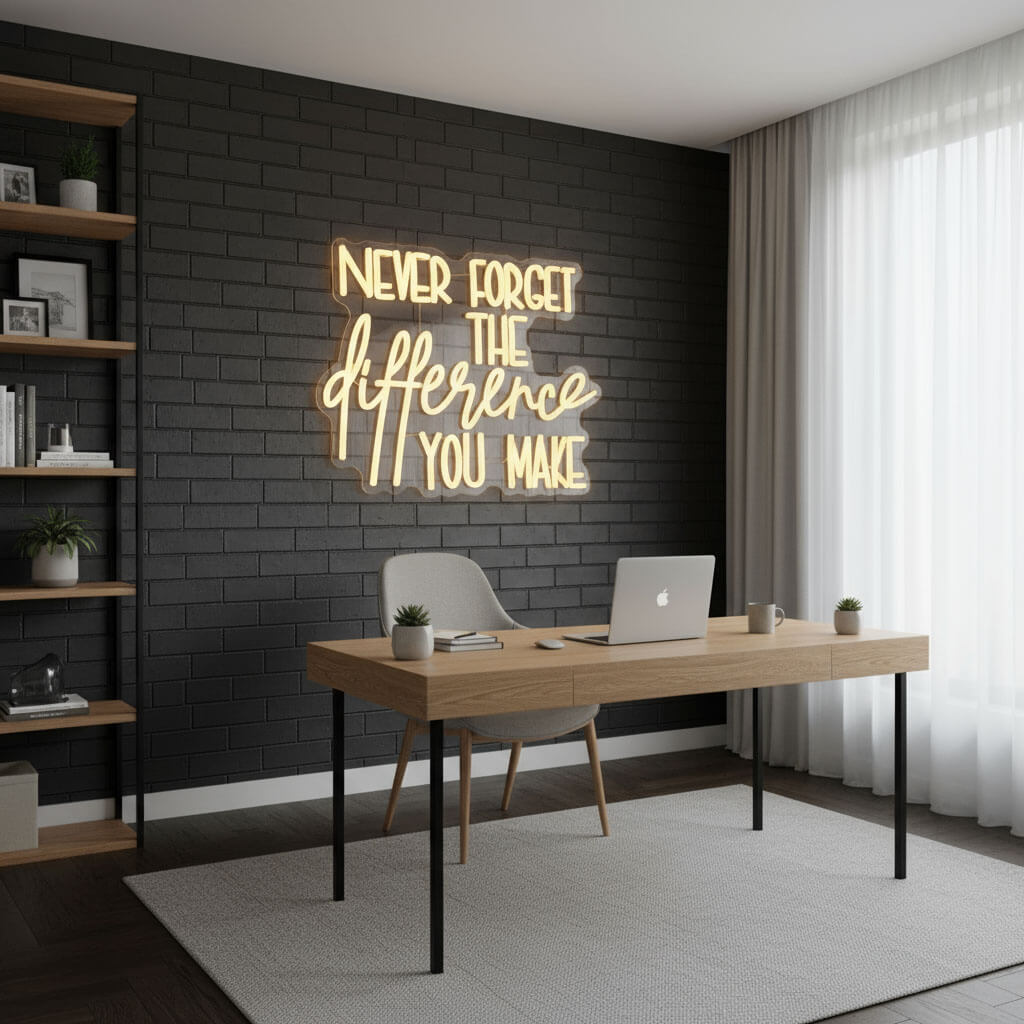 Never Forget The Difference You Make - Inspirational LED Neon Sign