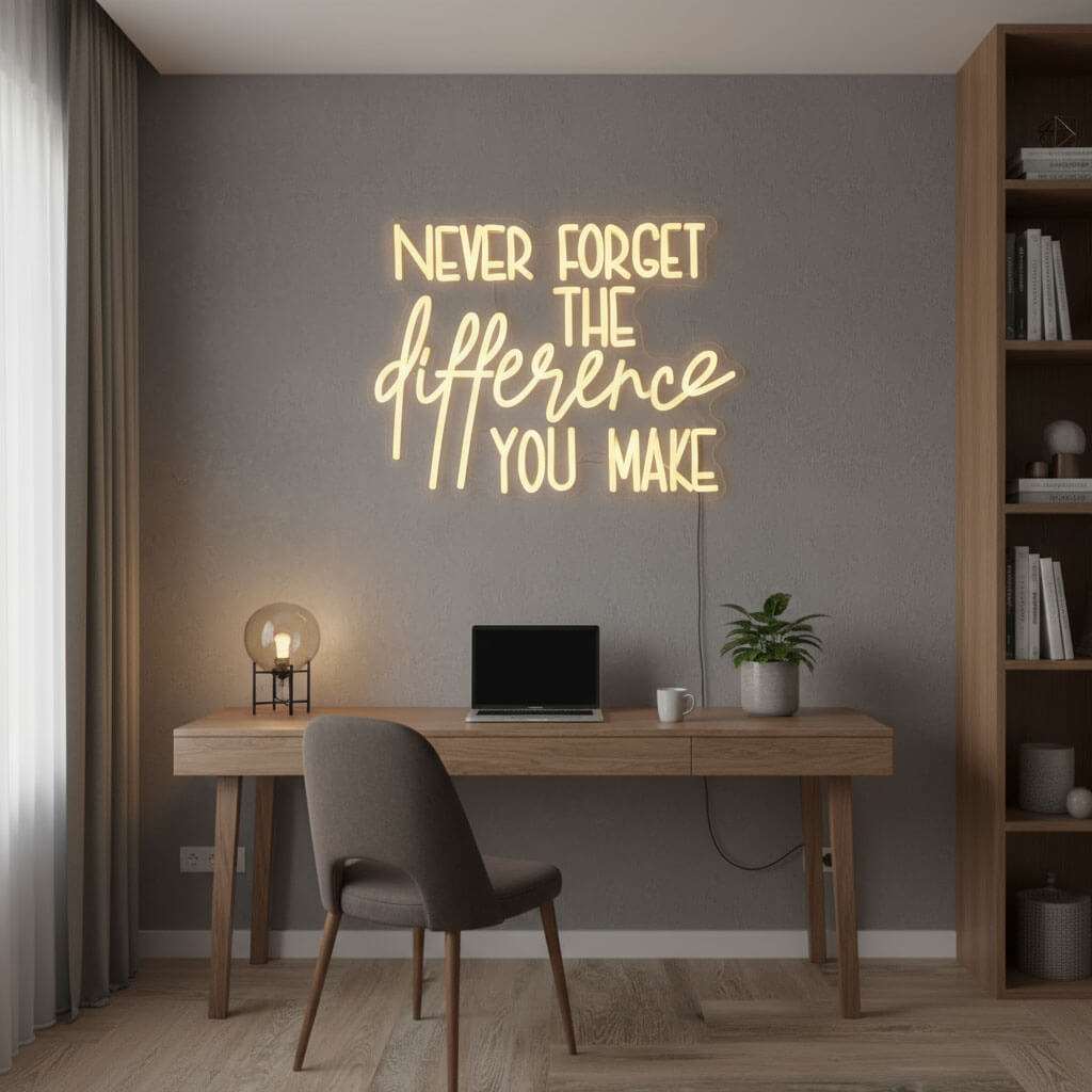 Never Forget The Difference You Make - Inspirational LED Neon Sign
