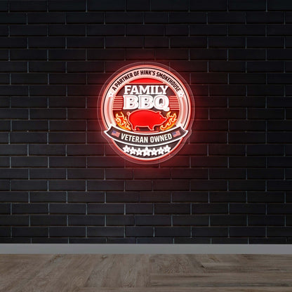 Family BBQ Veteran Owned - Premium Neon Artwork