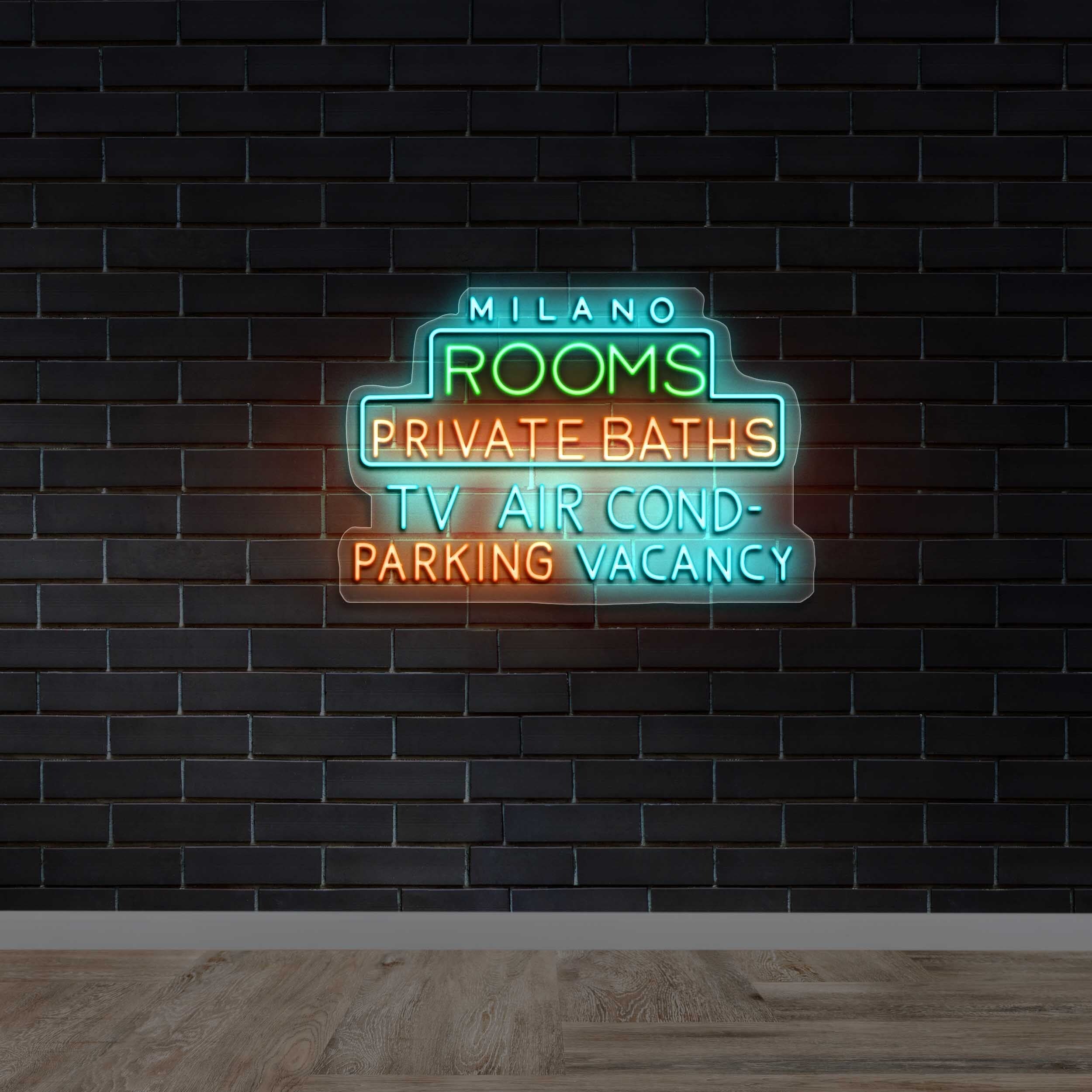 ROOMS PRIVATE BATHS - Premium Neon Artwork