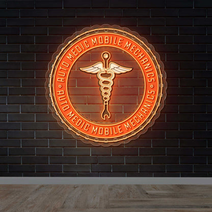 Auto Medic Mobile Mechanic - Premium Neon Artwork