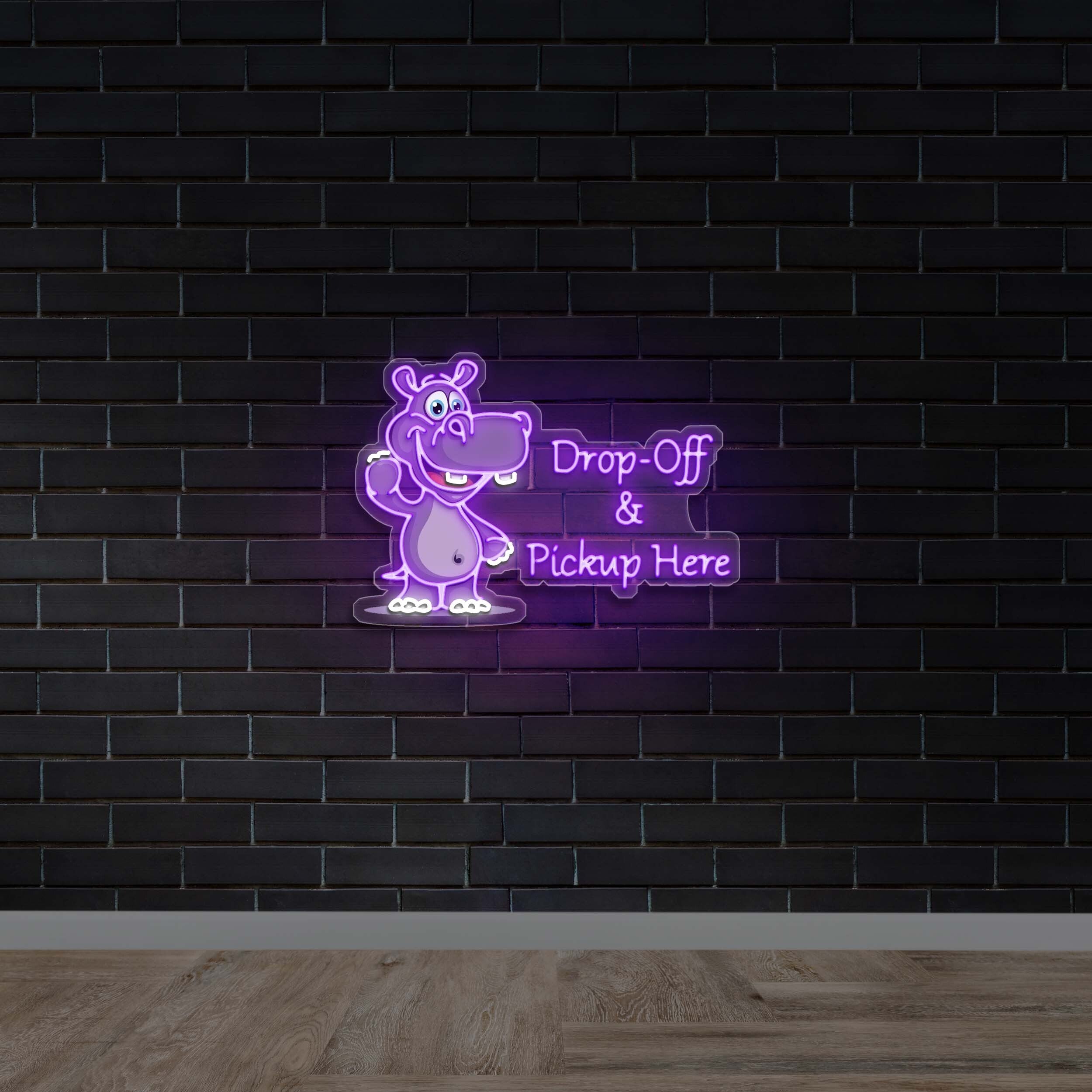 Drop-off & Pickup Here - Premium Neon Artwork