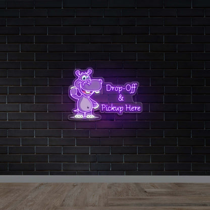 Drop-off & Pickup Here - Premium Neon Artwork