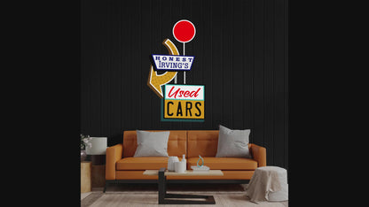 HONEST IRVING'S Used CARS – Premium Neon Artwork