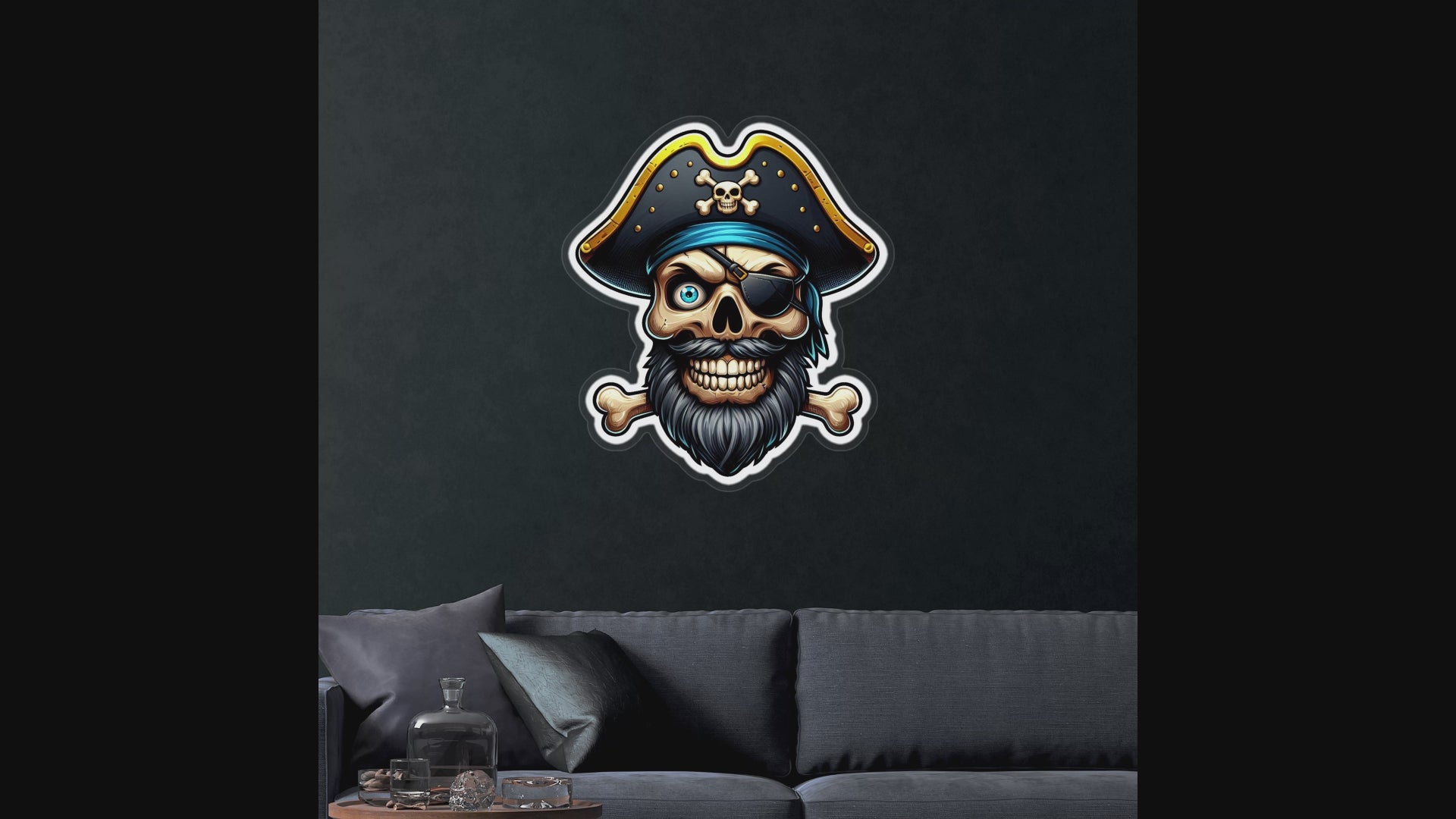 Load video: Pirate Skull – Premium Neon Artwork