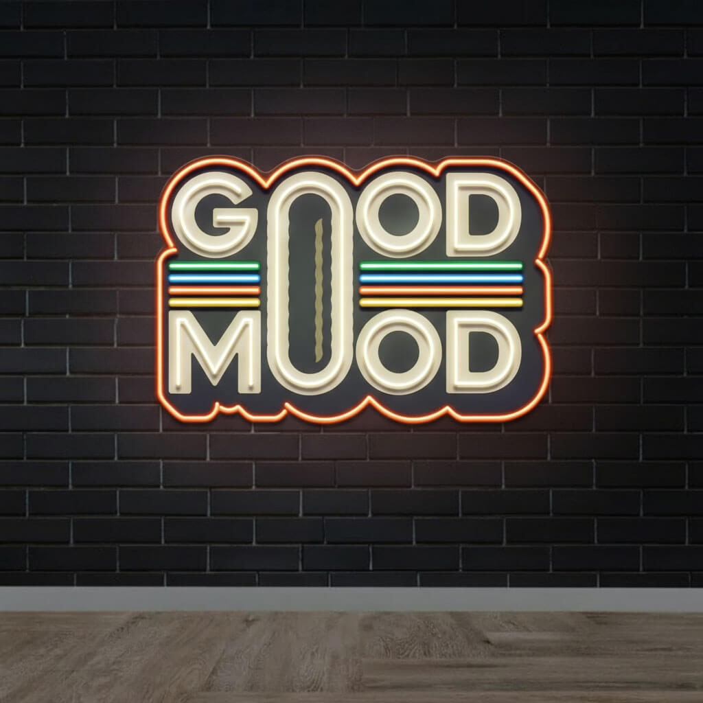 Retro Good Mood UV Print LED Neon Art Sign
