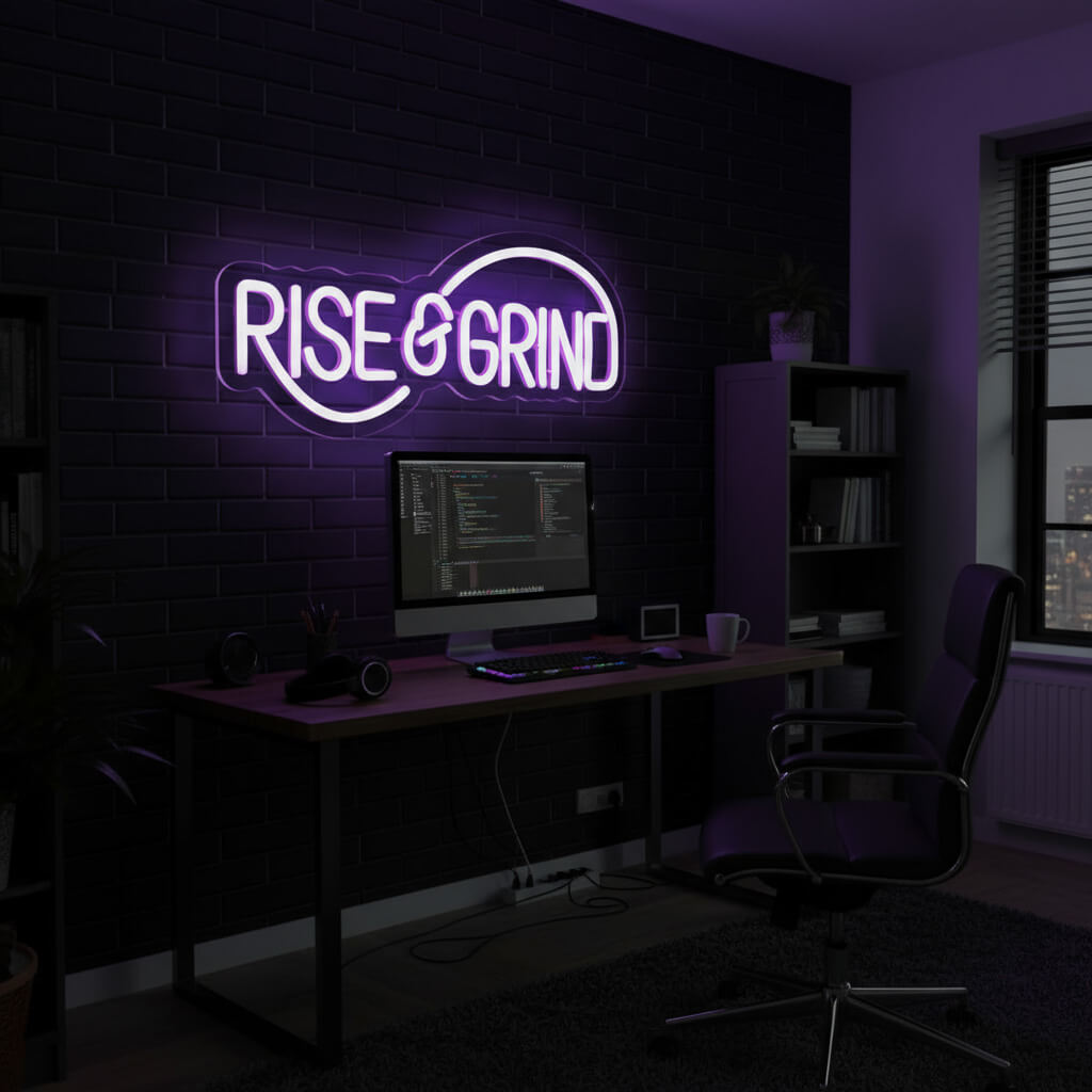 Rise and Grind - Inspirational LED Neon Sign