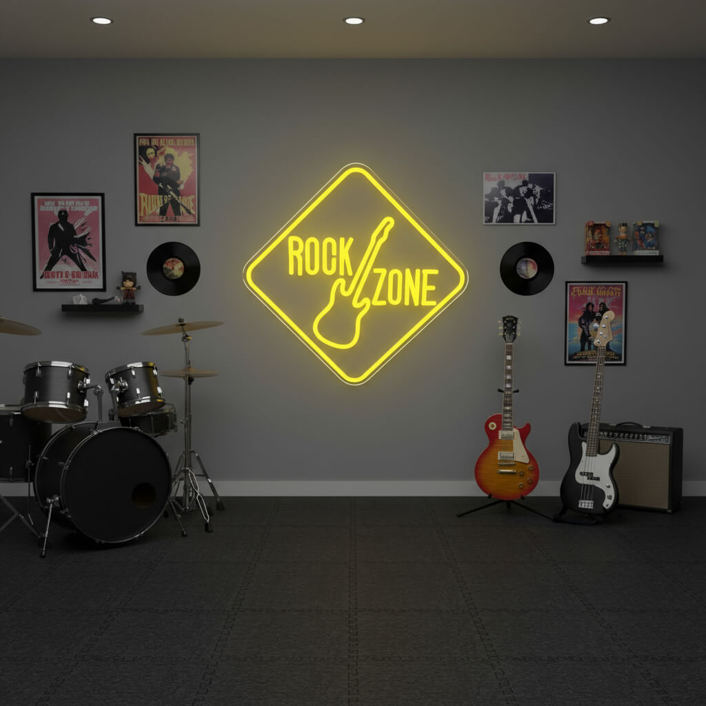 Rock Zone Music Man Cave LED Neon Sign