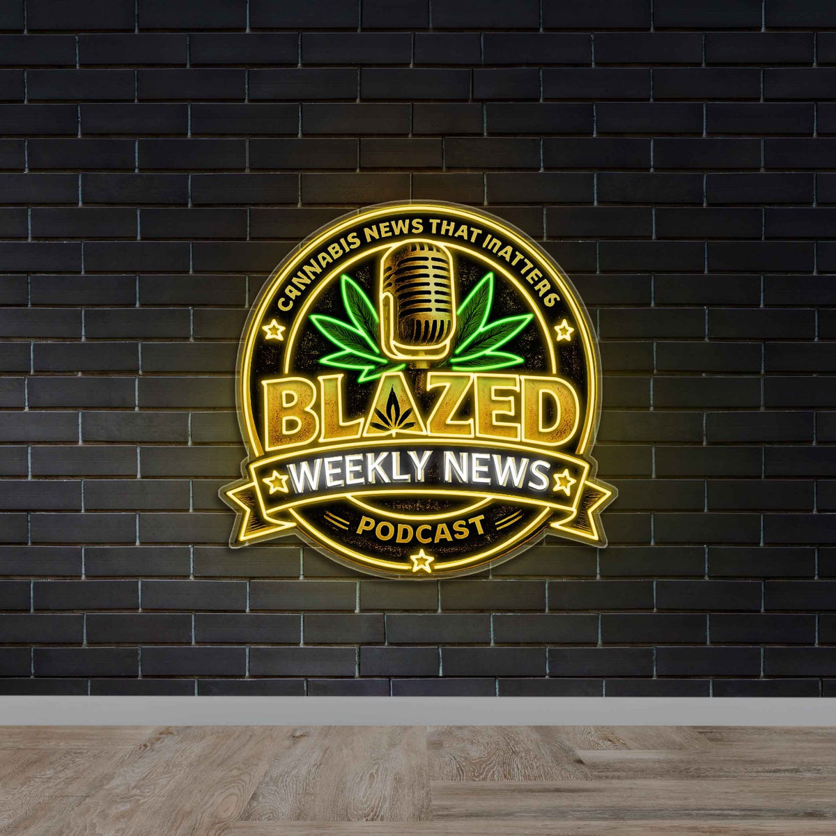 Blazed Weekly News Podcast - Premium Neon Artwork
