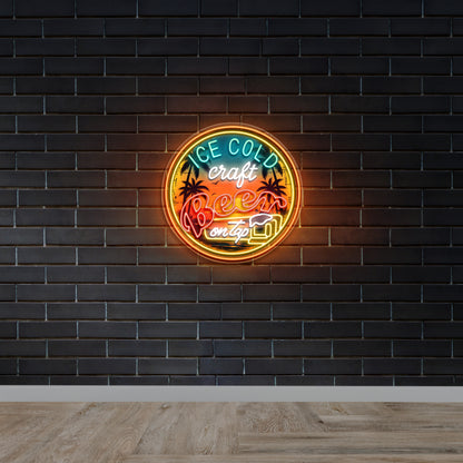 Ice Cold Craft Beer - Premium Neon Artwork