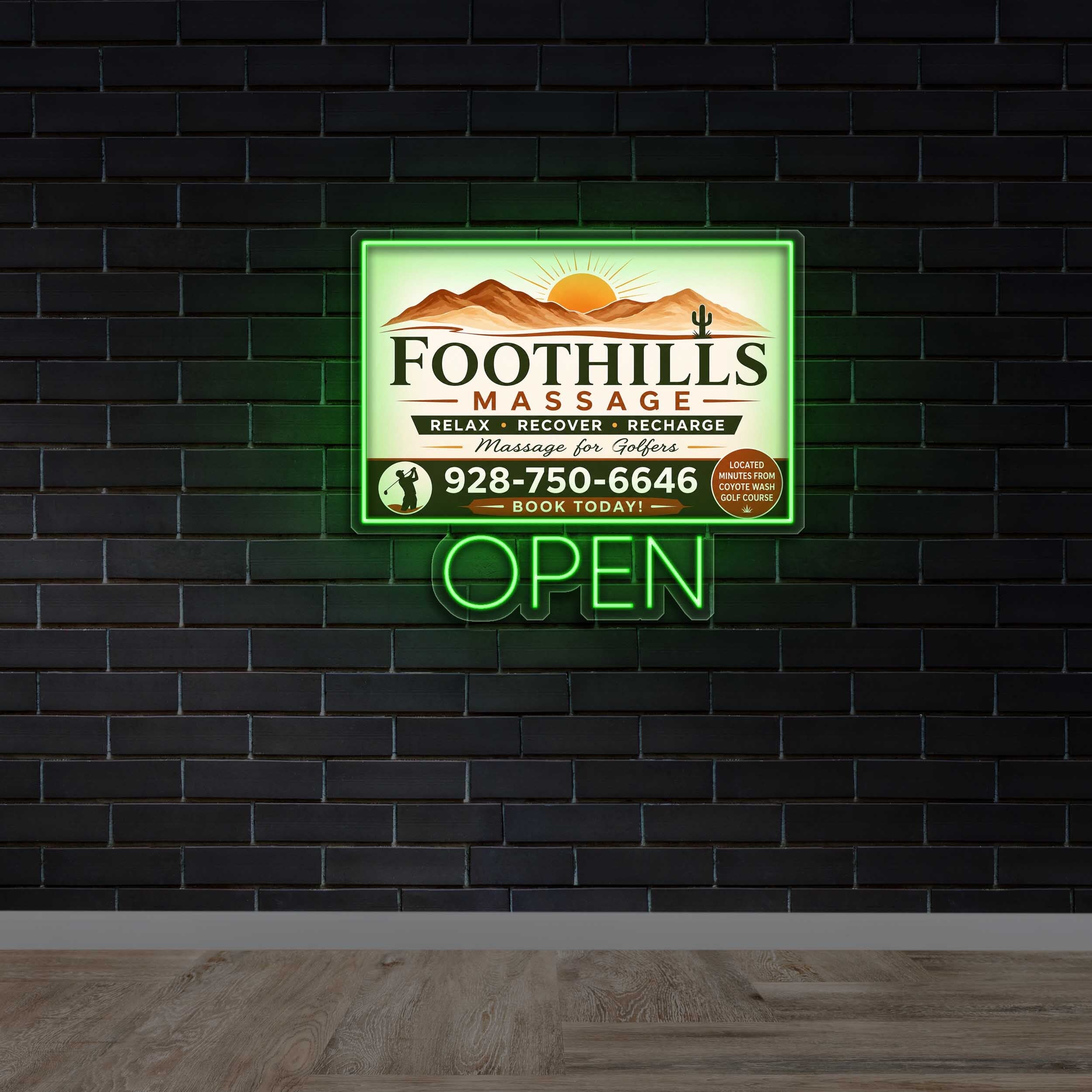 Foothills Massage Open - Premium Neon Artwork