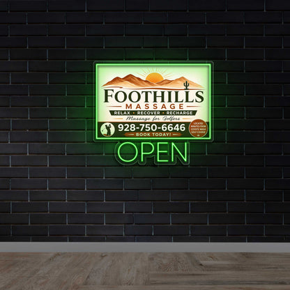 Foothills Massage Open - Premium Neon Artwork