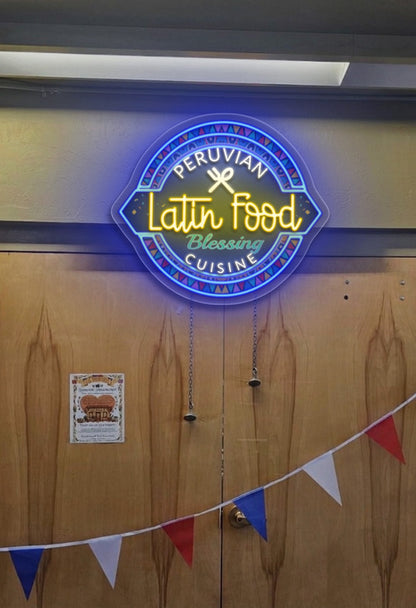 Peruvian Latin Food Blessing Cuisine - Premium Neon Artwork