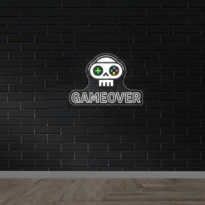 Game Over Skull Controller - UV Print Gaming LED Neon Sign