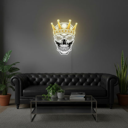 Skull King Crown UV Print LED Neon Art Sign