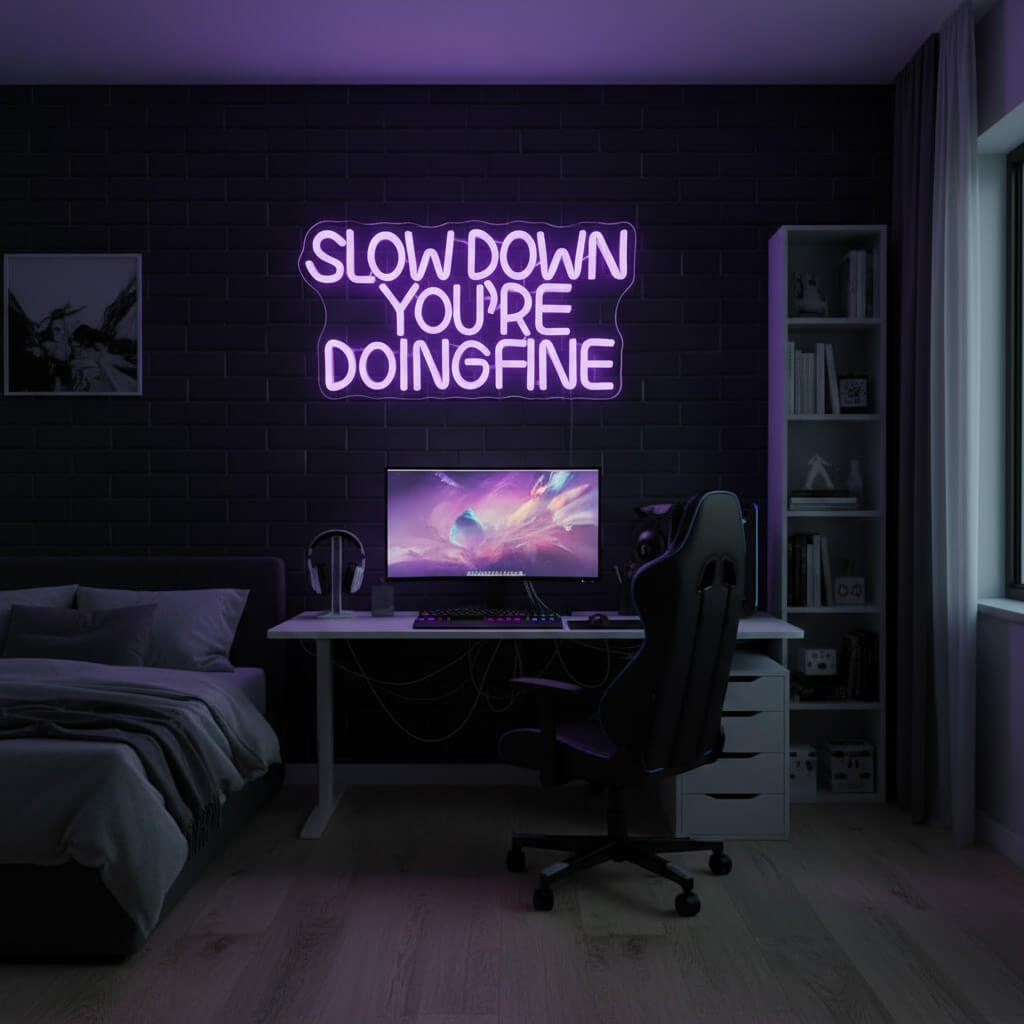 Slow Down You're Doing Fine - Inspirational LED Neon Sign