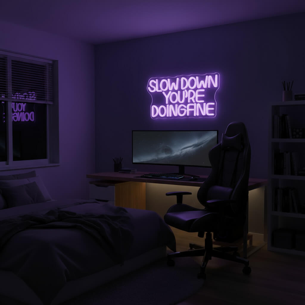 Slow Down You're Doing Fine - Inspirational LED Neon Sign