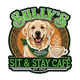 Logo of Sully's Sit & Stay Cafe with a dog and coffee cup design.