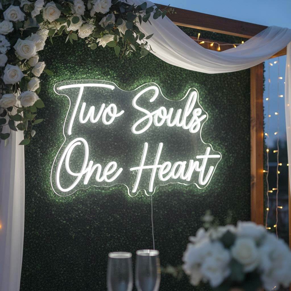 Two Souls One Heart Wedding Neon Sign
