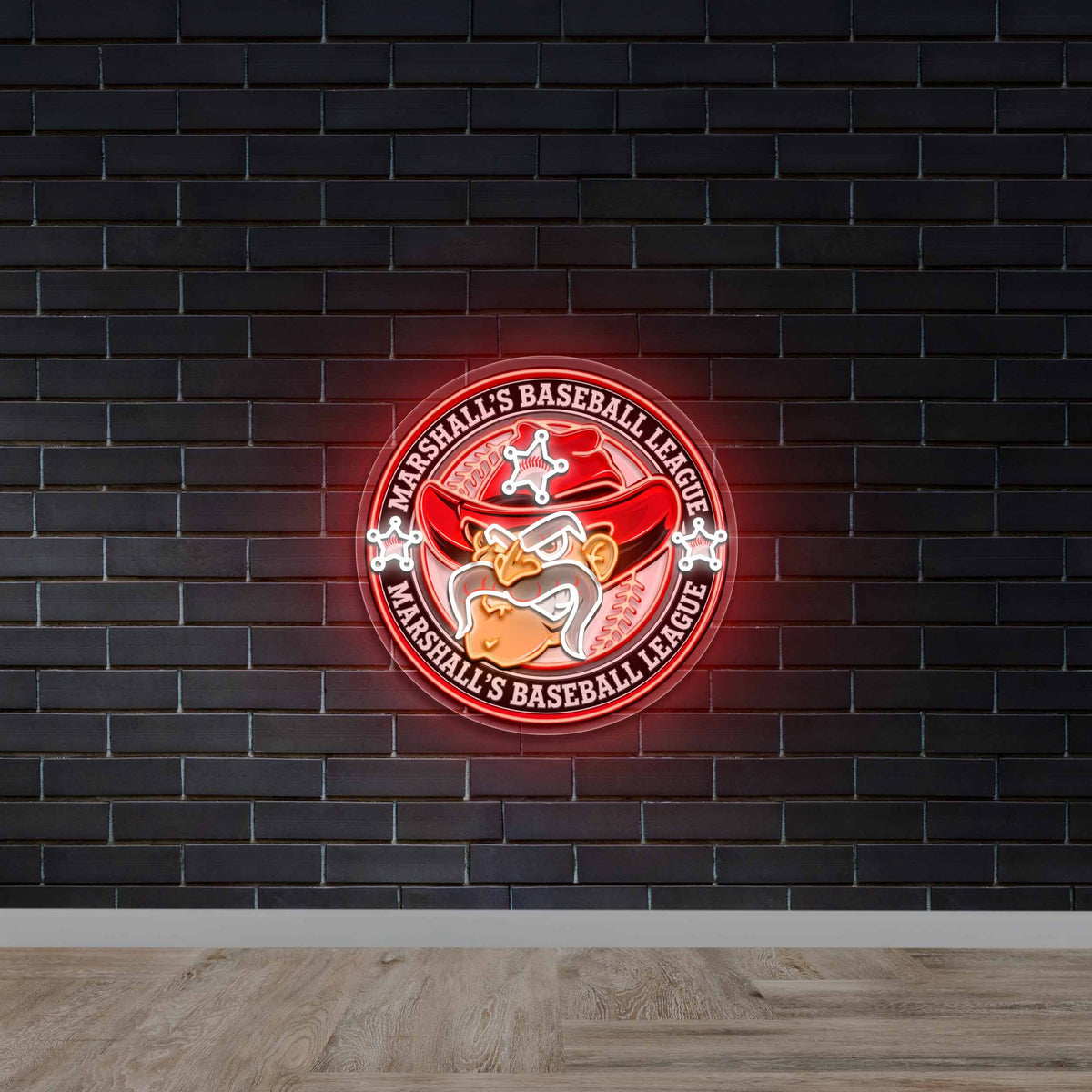 Marshall's Baseball League Mascot - Premium Neon Artwork