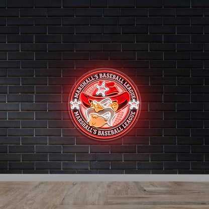 Marshall's Baseball League Mascot - Premium Neon Artwork