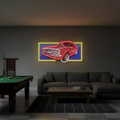 Vintage Red Car UV Print Neon Art Sign