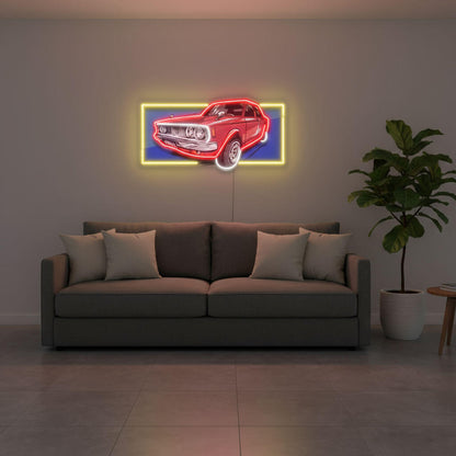 Vintage Red Car UV Print Neon Art Sign