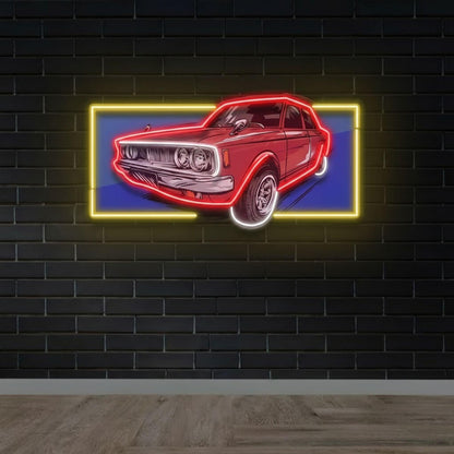 Vintage Red Car UV Print Neon Art Sign